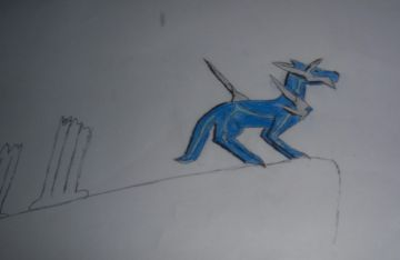un chien dialga au colonne lances