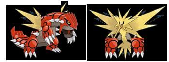 Groudon avec les ailes d' Electhor et Eclecthor avec les pates de Groudon