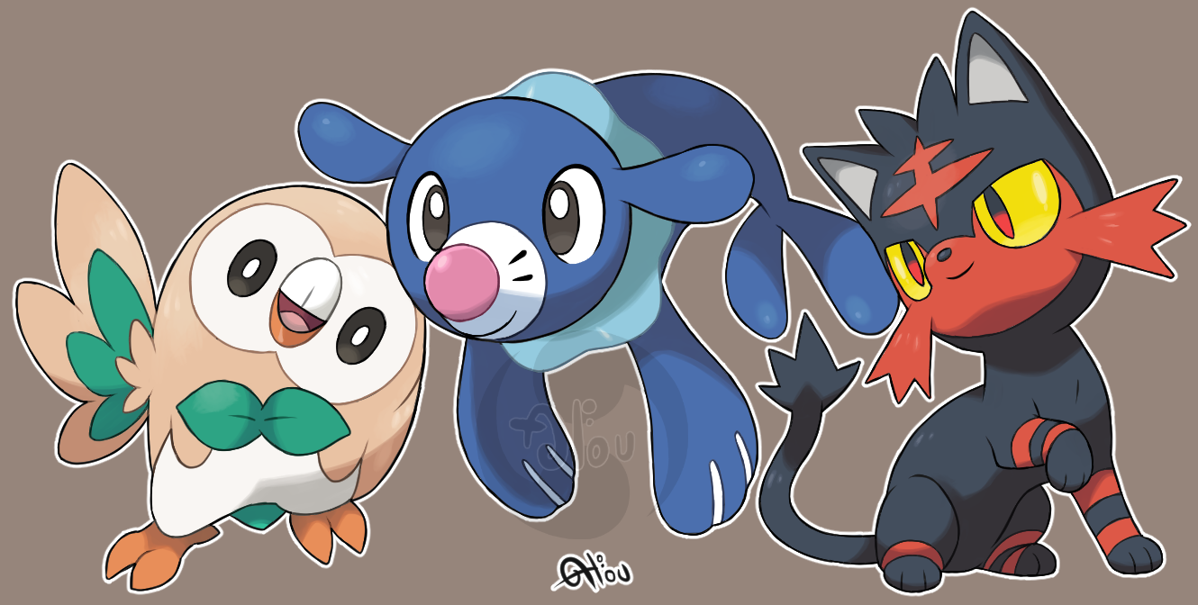 Voici un dessin des nouveaux partenaires enfin révélés D Brindibou Rowlet Otaquin Popplio et Flamiaou Litten J ai une préférence pour Brindibou et