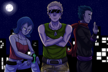 [Collab avec Dagyne]Gang de Kanto, vitrail intergénérationnel et best gym leader