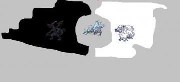 une creation montrant  zekrom ( bien regarder) reshiram et kyurem