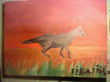 oui un loup fait a la peinture 