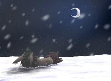 Joackim on snow with snowflakes - I'm waiting for you