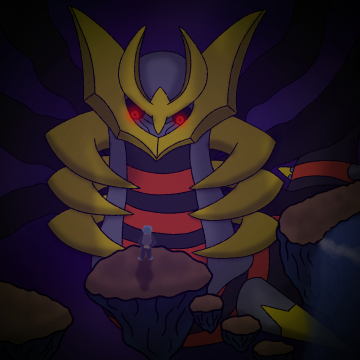 Giratina observant un intru dans le monde distorsion