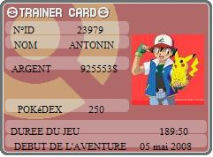 carte dresseur
