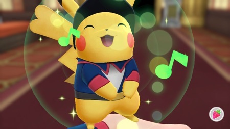 Pokemon Pikachu Est Assis Sur Un Petit Parapluie Avec Des Ballons Autour De  Lui.