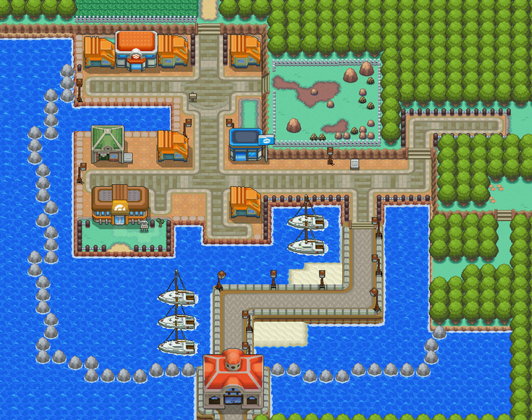Pokémon Or HeartGold et Argent SoulSilver > Guide des Lieux > Carmin sur Mer