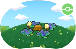 Scène souche bordée de fleurs